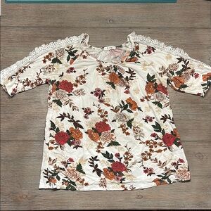 Floral Lace Trim Women's Top